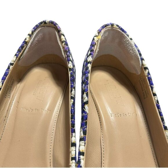 J. Crew Collection Etta Made in Italy Blue Tweed Block Heel Pumps Leather Sole - Picture 13 of 13